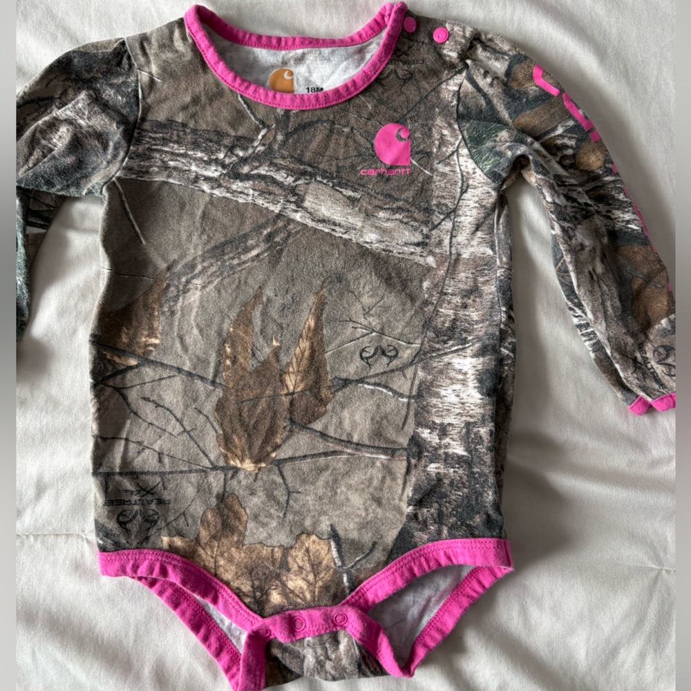 ✨2for$5✨Pink and Camouflage Carharrt Kids One Piece